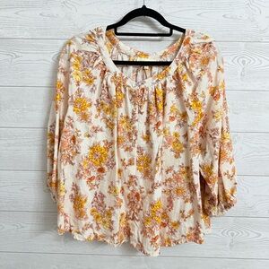 Cynthia Rowley Women’s Orange & Yellow Floral Boho Top. Size L